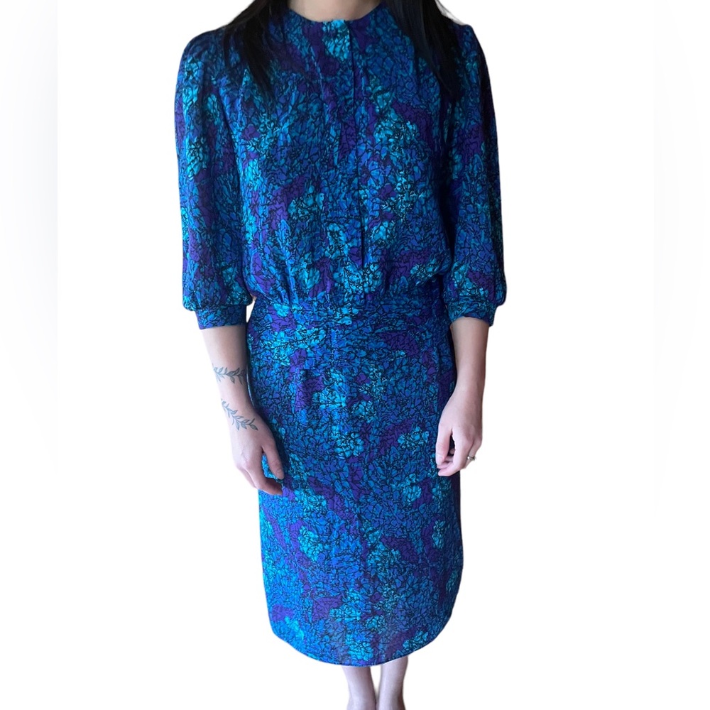 1980s Alexis‎ Petites Peplum Career Dress